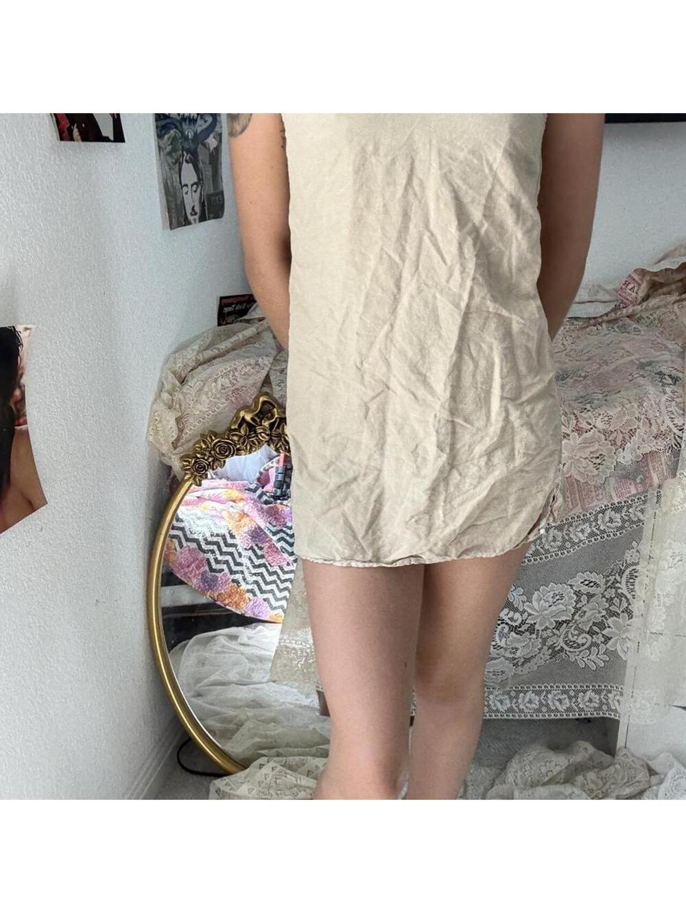Zara Women's Cream and Tan Casual-dress
